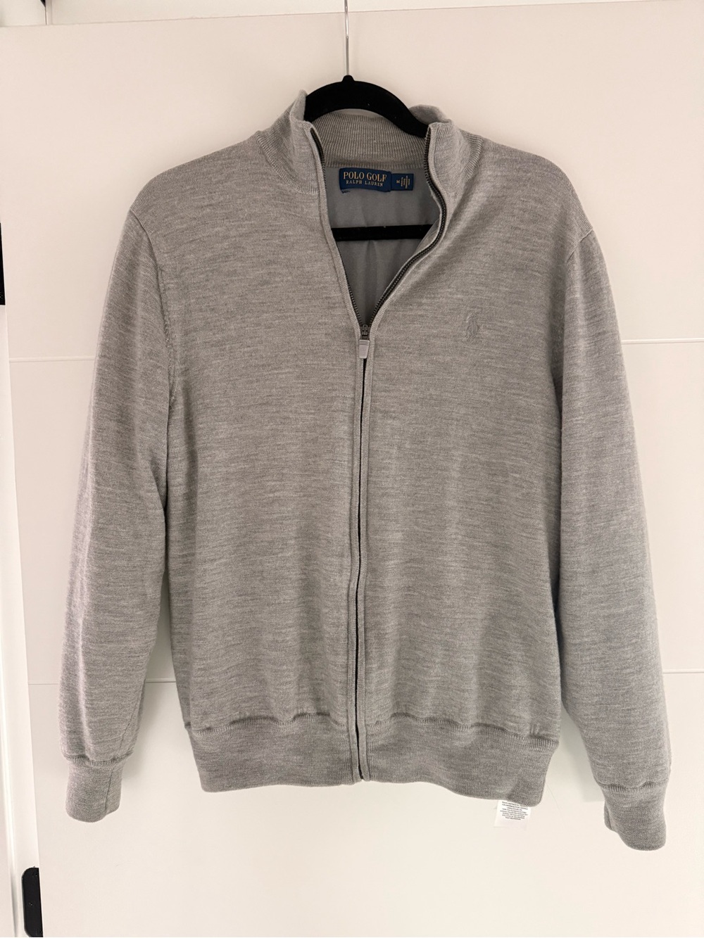 Polo Golf Ralph Lauren 100% Wool Tonal Grey Zip Up Jacket